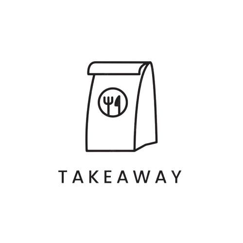 take away food delivery service paper bag with fork and knife minimalist line icon symbol removebg preview